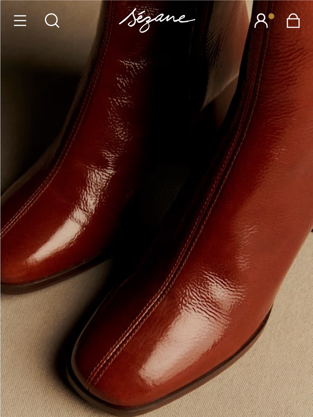 Sézane Brown Patent Leather Ankle Boots - Picture 3 of 8